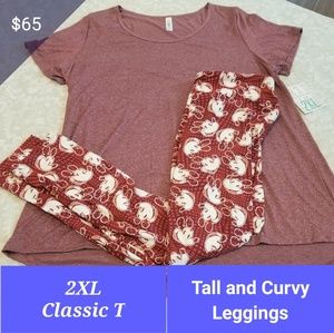 Lularoe Solid Heather Red Classic & Disney Legging